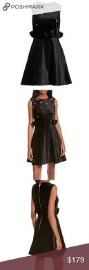 New Ted Baker Queen Bee Black Velvet Dress Sz 4 12 Black Velvet Dress Bee Dress Velvet Dress