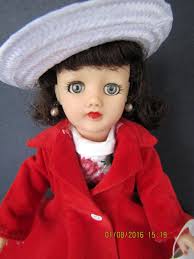 Ideal Dark Brunette Little Miss Revlon Doll in Original Red Woolen Coat
