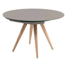 table ronde moderne en verre et bois avec allonges demi lune myles table ronde extensible salle a manger bois table design