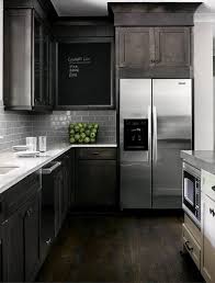 Love The Backsplash And Chalk Board Stained Kitchen Cabinets Contemporary Kitchen Design Backsplash With Dark Cabinets