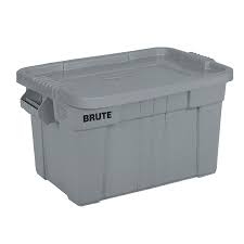 Black And Yellow Storage Bins Lowes Rubbermaid Commercial Products Brute 20 Gallon 80 Quart Gray Tote With Standard Snap Lid Lowes Com Rubbermaid Commercial Products Plastic Storage Totes Storage Totes
