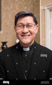 Cardinal Luis Antonio Tagle, Archbishop of Manila and president of Caritas  Internationalis during the press conference for the inauguration of the  Casa della Speranza, at the railway station in Rossano, Italy. Featuring: