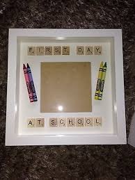 First Day At School Deep Box Frame Crayola Ikea Ribba Handcrafted Photo Frame Deep Box Frames Photo Frame Crafts Photo Frame Gift