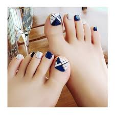 Amazon Com Fstrend 24pcs False Toe Nails Glossy Full Cover Art Design Lines Blue Acrylic Square Short Fake Toenails Summer Beach Party Clip On Nail Art Tips For Women And Girls Beauty 0.10 blue aqua nail design. fstrend 24pcs false toe nails glossy