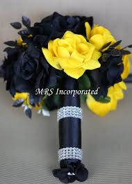 Black And Yellow Rose Bouquet Yellow Rose Bouquet Black Bouquet Prom Flowers Bouquet