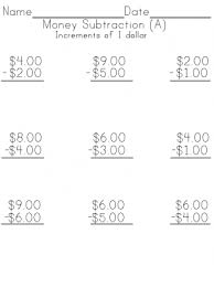 money subtraction worksheets