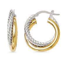 Maybe you would like to learn more about one of these? Two Tone Hoop Earrings In 14k White And Yellow Gold