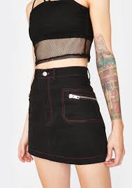 Black A Line Mini Skirt Horoscopez Contrast Red Stitch Mini Skirt Black Dolls Kill In 2020 Mini Skirts A Line Mini Skirt Fashion