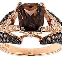 Mocha And White Cubic Zirconia 18K Rose Gold Over Sterling Silver Ring  4.64ctw