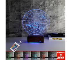 Tahtamoda 3d 3 Boyutlu Dekoratif Led Masa Gece Lambasi F16 Savas Ucagi Geometrik Kumandali 16 Renk Rgbtht3d109 Led Renkler Lamba