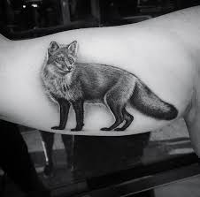 Black And White Fox Tattoos For Men Black And Grey Ink Fox Tattoo By Elizabeth Markov Fox Tattoo Fox Tattoo Design Baby Owl Tattoos