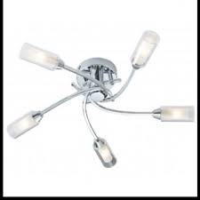 Ideal to stand alone in a foyer or dining room, this contemporary ceiling light also is commonly used for kitchen and bathroom lighting. Canarina 5 Flush Ceiling Light Chrome Westlite Ltd