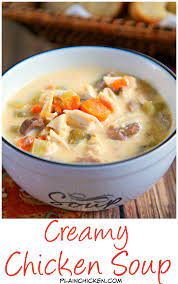 Creamy Chicken Soup Recipe Chicken Celery Carrots Mushrooms Chicken Broth Cream Of C Plain Chicken Recipe Creamy Chicken Soup Creamy Chicken Soup Recipe