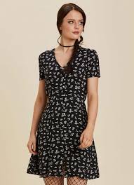 Gwen Floral Mini Tea Dress Black Tea Dress Dresses Dress Shapes