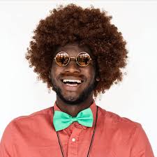 Set De Disfraces Willbond Hippie Afro Wig Disco Para Hombre, Color Marrón