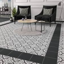 Carrelage Sol Et Mur Noir Effet Carreau De Ciment Patrimony Rosace L 20xl 20 Cm Leroy Merlin Carrelage Sol Carreau De Ciment Carrelage Interieur