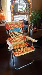 Custom Hand Woven Macrame Lawn Chair Personalized Vintage Etsy Outdoor Furniture Fabric Lawn Chairs Chair