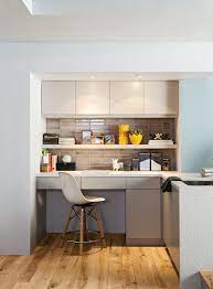 Mini kitchenette units convert a lot of standard kitchen appliance functions into the smallest possible space. 20 Fabulous Kitchen Office Ideas That Save Space In Style