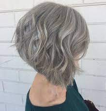 Over Gray Stacked Wavy Bob Hair Styles Gorgeous Gray Hair Gray Hair Growing Out