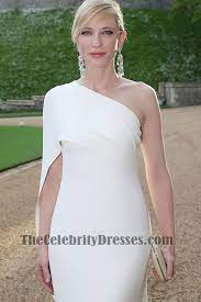 Cate Blanchett White One Shoulder Prom Dress Charity Gala Dinner One Shoulder Prom Dress Gala Gowns Prom Dresses