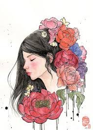 Image result for tranh vẽ cô gái khóc
