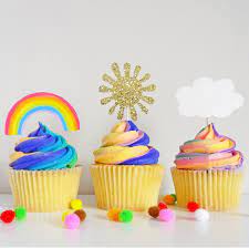 In this weeks video tutorial i'm going to show you how i made these pretty, pastel unicorn head cupcakes with a gold. Sunshine Cupcake Topeprs Sunshine Party Rainbow Party Decorations Rainbow Cupcake Toppers Rainbow Birthday Kitchen Dining Home Living