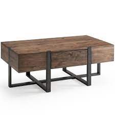 With sleek metal sides and a wood round top, it is a perfect coffee table for use in living rooms, dens, offices, or bedrooms. Magnussen Prescott Modern 48 X 24 Coffee Table In Rustic Honey Walmart Com Walmart Com