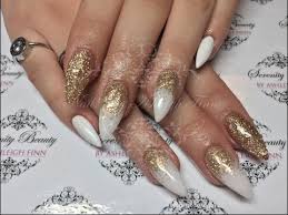 Wholesale nail supplies from nail champions for salon work and competition. White Gold With A Glitter Fade Acrylic Nails Youtube