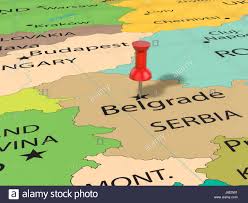 011/41 41 444, 064/88 100 18, 011/30 37 106, 069/30 37 106. Belgrad Fixiert Auf Einer Karte Von Europa Stockfotografie Alamy