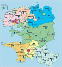 Carte Des Cantons Du Finistere Couleurs Finistere Plage Bretagne Bretagne France