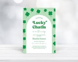 Editable Shamrock Baby Shower Invitation, St Patricks Day Baby Shower  Invitation, INSTANT DOWNLOAD, Templett, Lucky Charm Digital Invitation