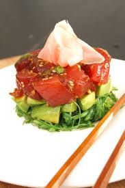 Fresh Ahi Tuna Poke With Seaweed Salad Avocado And Pickled Ginger Served With Homemade Wonton Chips With Images Pureed Food Recipes Seafood Recipes Recipes