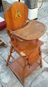 Vintage Mid Century Oak Wood Folding Baby High Chair By Storkline Antique Vintage High Chairs Vintage Chairs Baby High Chair
