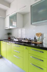 this fresh, lime green modular kitchen