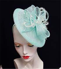 Aqua Blue Hatinator Fascinator Saucer Hat Asymmetrical Etsy Fascinator Aqua Blue Bridal Hats