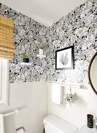 You can install peel and stick wallpaper in minutes and remove it just as easily, without damaging the surface beneath. Sources For Peel Stick Wallpaper Wallpaper Bathroom Walls Bathroom Wallpaper Black White Bathrooms