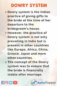 10linesondowrysystem Aplustopper Dowry System In India Social Evils Paragraph Writing