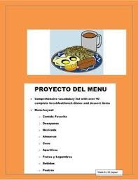 The Food Project Was Designed To Allow Students To Design Their Own Menu In Spanish With Their Favorite Food Spanish Lessons Teaching Spanish Spanish Food Unit