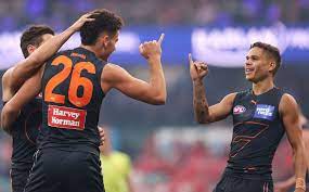 Giants players celebrate their third straight afl finals win over rivals the sydney swans. Giants Pull Off Stunning Comeback To Hand Swans Their First Defeat