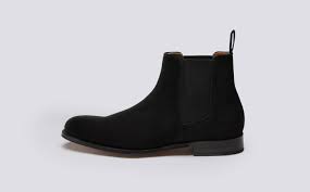Studded rubber outsoles give you the extra grip you need on all surfaces. Declan Mens Chelsea Boot In Black Suede With A Leather Sole Grenson Shoes