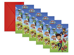 Paw Patrol Uitnodigingen Verjaardag Met Envelop 6 Stuks