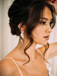 ABI ROSE for BRIDES Biżuteria Ślubna i Akcesoria Ślubne VENICE SILVER  kolczyki ślubne w listki z cyrkonii