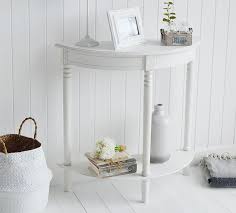 Colonial White Furniture Half Moon Console Hall Table From The White Lighthouse Hallway Small Hall Table Hallway Furniture White Console Table