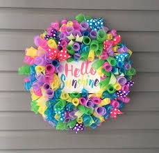 Dollar tree deco mesh halloween wreath. Spring Summer Wreath For Front Door Curly Mesh Wreath Welcome Wreath Summer Wreath Large Summer Wreath Multicolored Mesh Wreath Summer Wreath Summer Burlap Wreath Curly Mesh Wreath