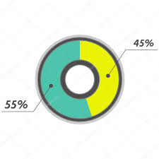 45 percent pie chart green and yellow vector infographics