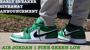 Genuine leather and textile in the upper provide structure with a comfortable fit. Review And On Feet Of The Air Jordan 1 Low Pine Green And Early Sneaker Giveaway Announcement Youtube