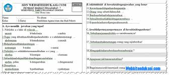Berilah tanda silang (x) pada huruf a, b, atau c pada jawaban yang paling benar ! Soal Ph Pai Dan Bp Kelas 1 Semester 2 K13 Tahun 2018 2019 Websiteedukasi Com