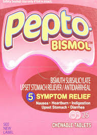 Pepto Bismol Individual Sealed 2 Tablets In A Packet Box Of 25 Packets Total 50 Tablets