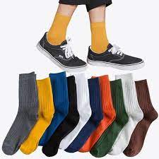 10 Solid Colors Men Dress Business Socks Unisex Korean Stripes Simple Basic Daily Cotton Crew Socks Good Quality Ropa Calcetines Locos Calcetines