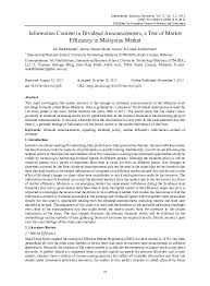 Service tax is a single stage tax applicable to certain prescribed goods and services in malaysia. Pdf Information Content In Dividend Announcements A Test Of Market Sh Ali Academia Edu